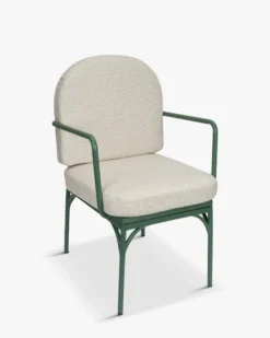 Chaise de jardin, Beige bouclé & métal vert eucalyptus Bonifacio