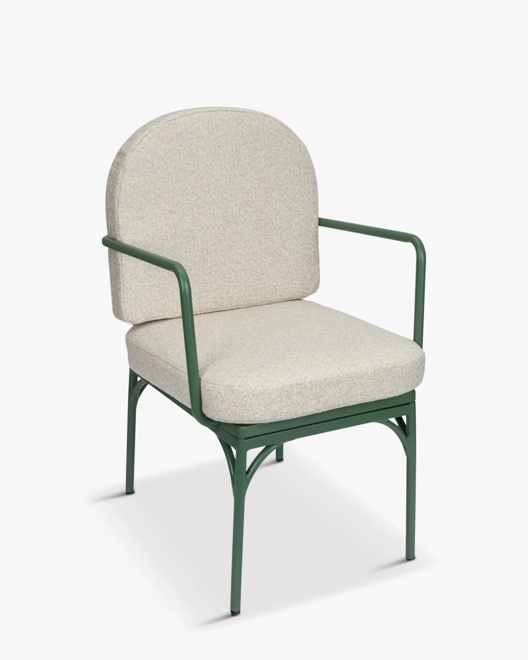 Chaise de jardin, Beige bouclé & métal vert eucalyptus Bonifacio
