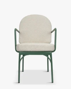 Chaise de jardin, Beige bouclé & métal vert eucalyptus Bonifacio