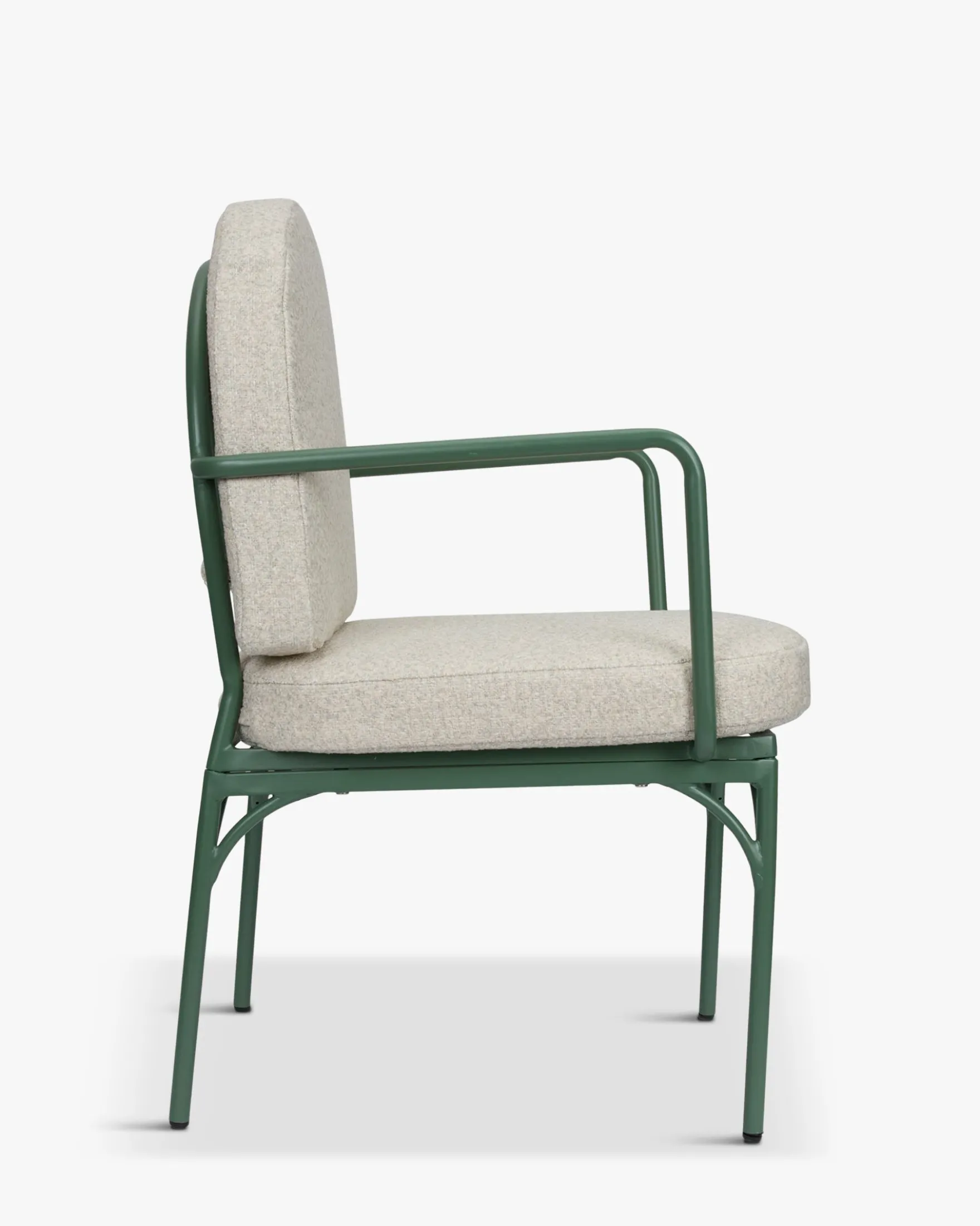 Chaise de jardin, Beige bouclé & métal vert eucalyptus Bonifacio