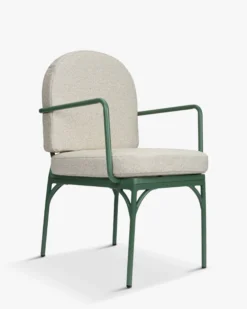 Chaise de jardin, Beige bouclé & métal vert eucalyptus Bonifacio
