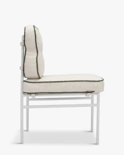 Chaise de jardin, Beige bouclé, vert sauge & métal blanc Maddalena