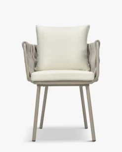 Chaise de jardin, Blanc écru cordage & métal, 65x85 Hamptons