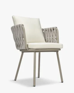 Chaise de jardin, Blanc écru cordage & métal, 65x85 Hamptons