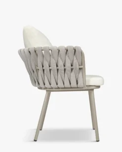 Chaise de jardin, Blanc écru cordage & métal, 65x85 Hamptons