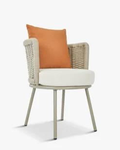 Chaise de jardin, Blanc/terracotta waterproof & métal taupe Florentino