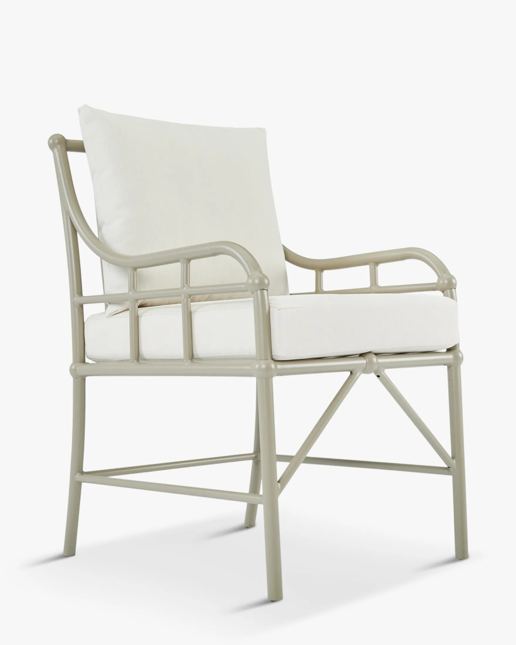 Chaise de jardin, Blanc waterproof & métal taupe Amalfi