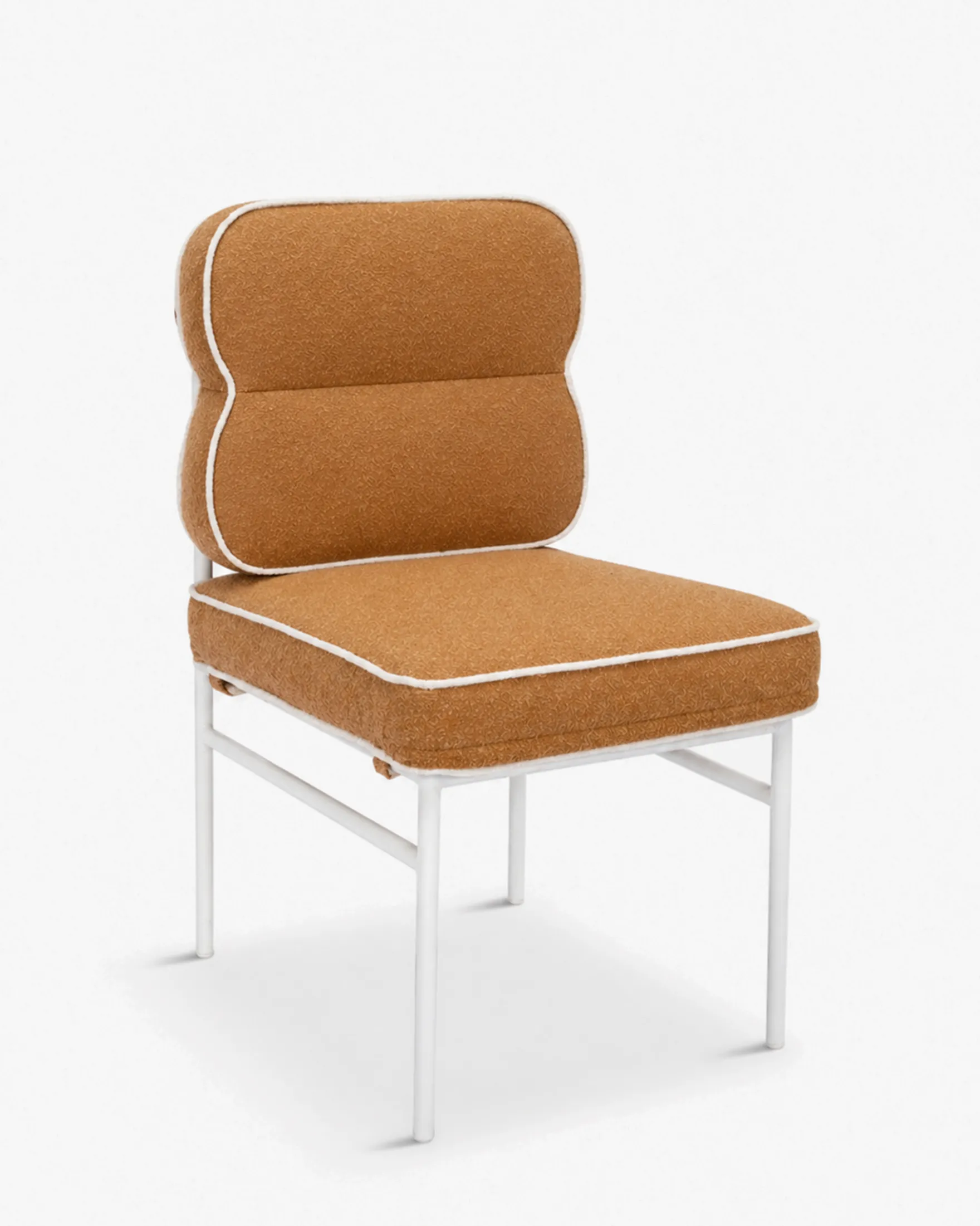 Chaise de jardin, Marron sienne & métal blanc Maddalena