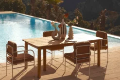 Chaise de jardin, Marron sienne & métal blanc Maddalena