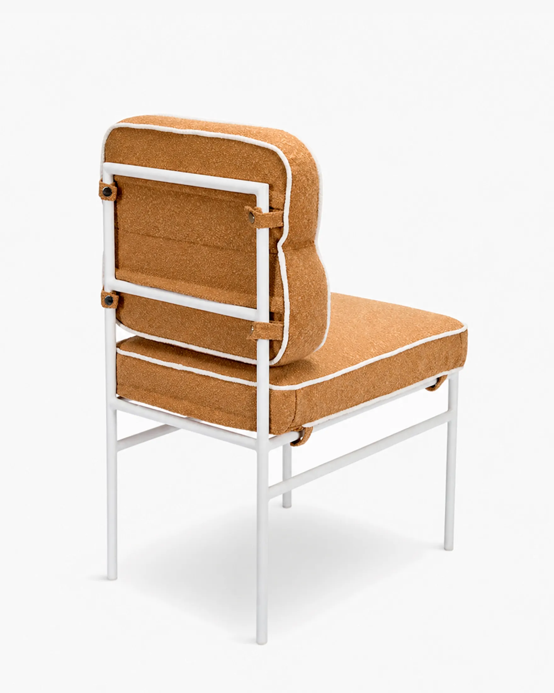 Chaise de jardin, Marron sienne & métal blanc Maddalena
