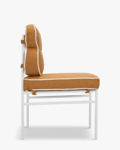 Chaise de jardin, Marron sienne & métal blanc Maddalena