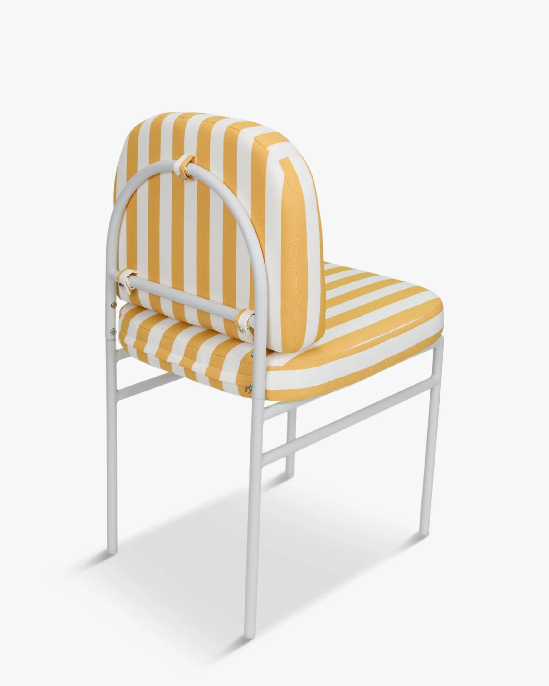 Chaise de jardin, Rayé jaune & métal blanc Lampedusa