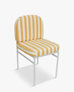 Chaise de jardin, Rayé jaune & métal blanc Lampedusa