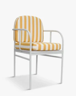 Chaise de jardin, Rayé jaune & métal blanc Lampedusa
