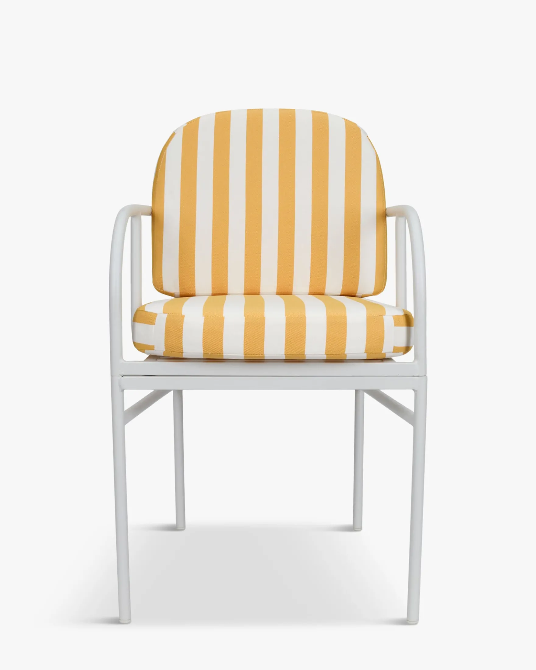 Chaise de jardin, Rayé jaune & métal blanc Lampedusa