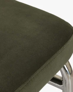 Chaise design, Velours Vert Bouteille, Cannage & Métal Chromé Uberto