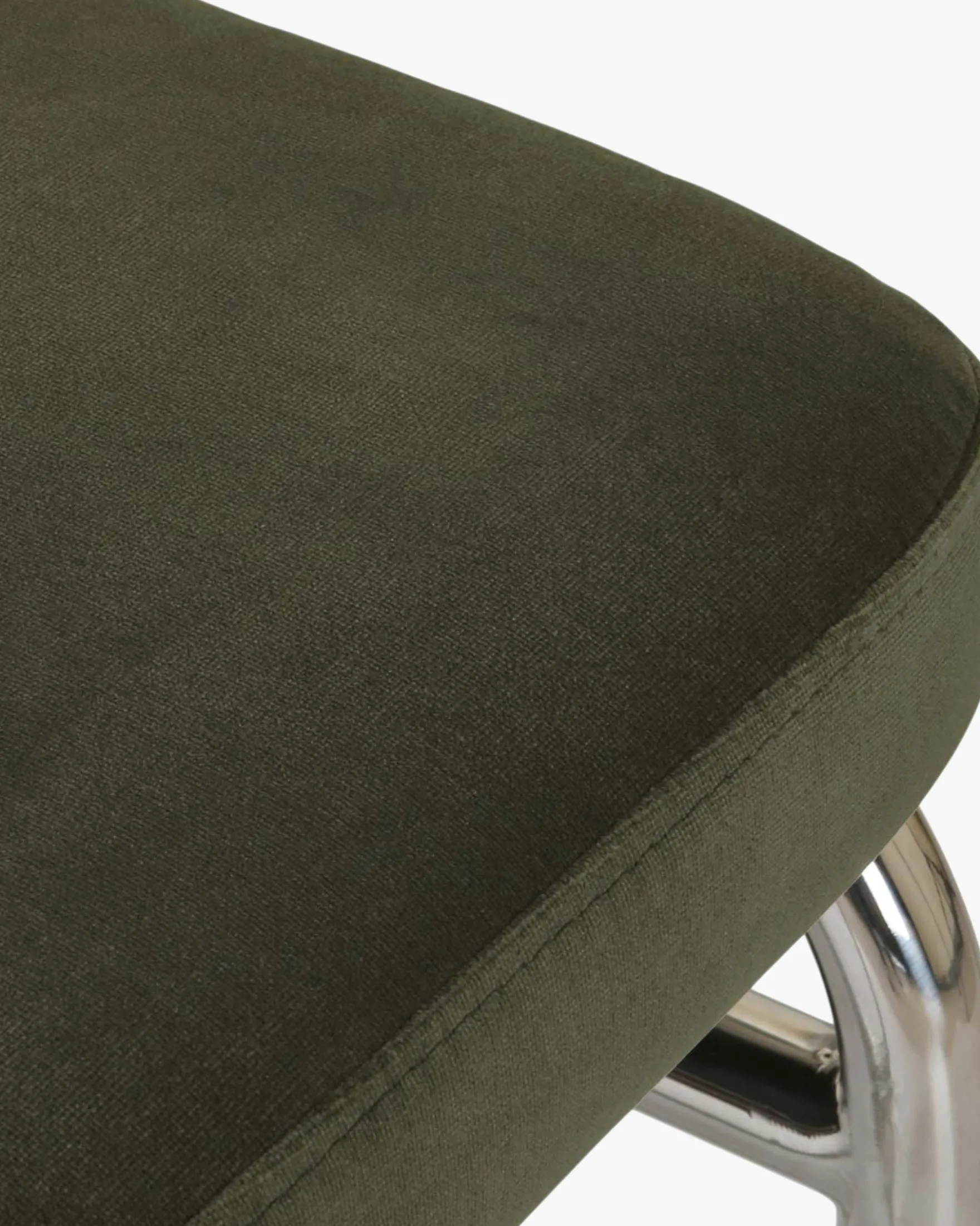Chaise design, Velours Vert Bouteille, Cannage & Métal Chromé Uberto