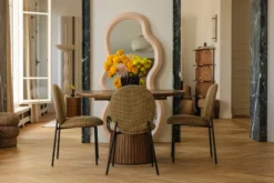 Chaise empilable, Tweed jaune miami & métal noir Blaze