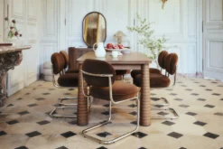 Chaise, Marron intense & métal chromé Amberta