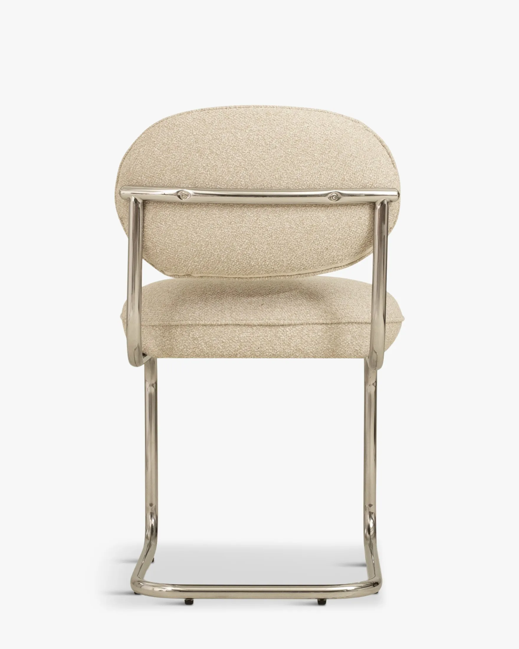 Chaise, Tweed beige nougat & métal chromé Amberta