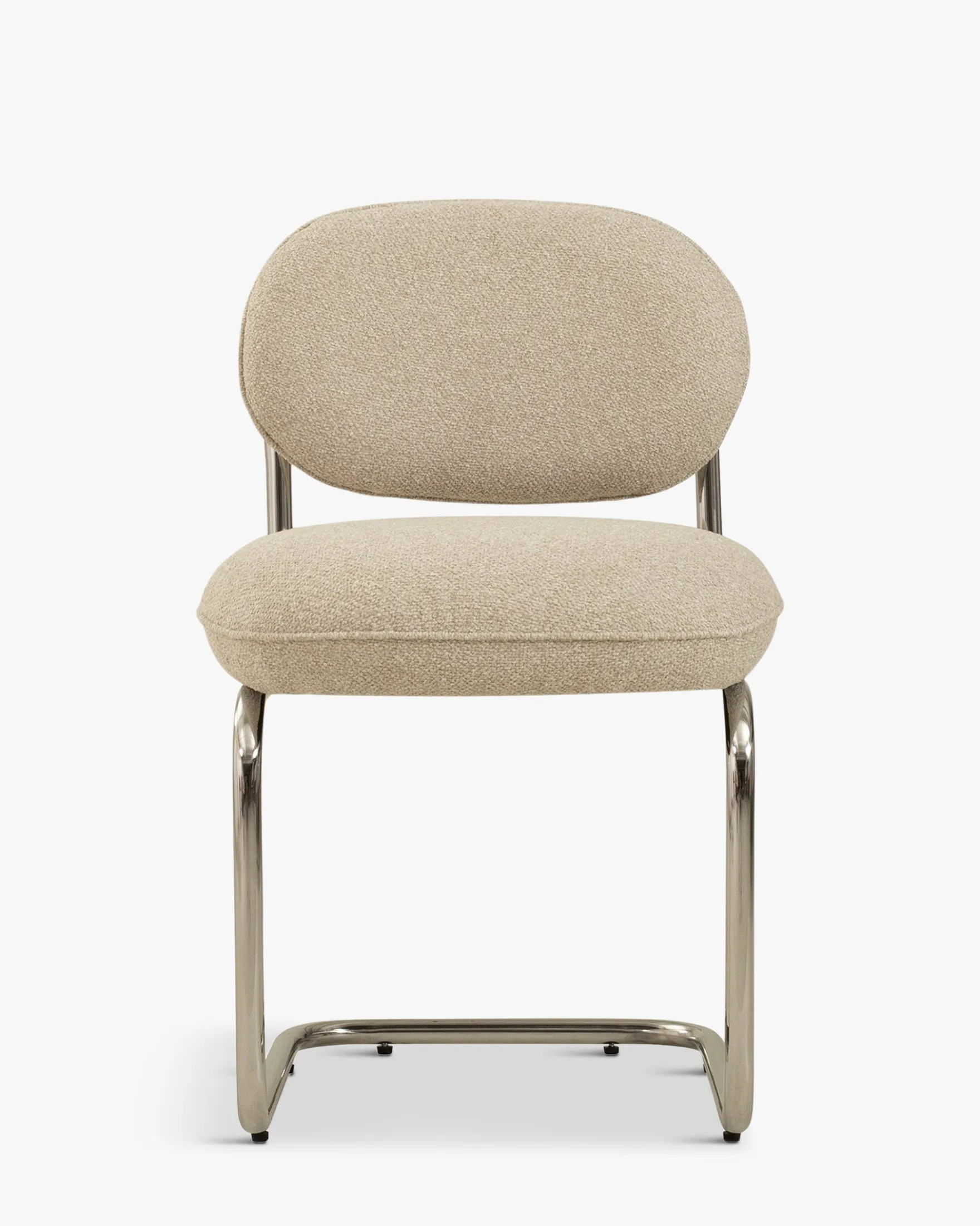 Chaise, Tweed beige nougat & métal chromé Amberta