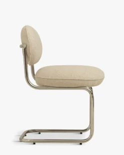 Chaise, Tweed beige nougat & métal chromé Amberta