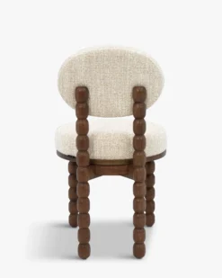 Chaise, Tweed Chenillé Beige & bois de chêne Bold