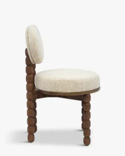 Chaise, Tweed Chenillé Beige & bois de chêne Bold