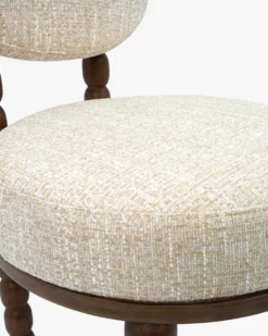 Chaise, Tweed Chenillé Beige & bois de chêne Bold