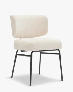 Chaise, Tweed crème & métal noir Abby
