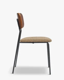 Chaise, Tweed jaune miami, bois noyer & métal noir Eero