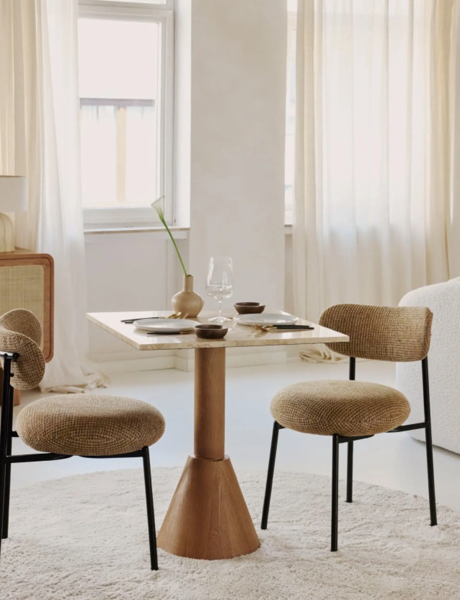 Chaise, Tweed jaune miami & metal noir Maia