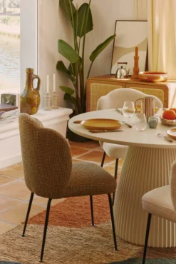 Chaise, Tweed jaune miami & métal noir Aero