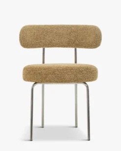 Chaise, Tweed marron chêne & métal chromé Vittoria