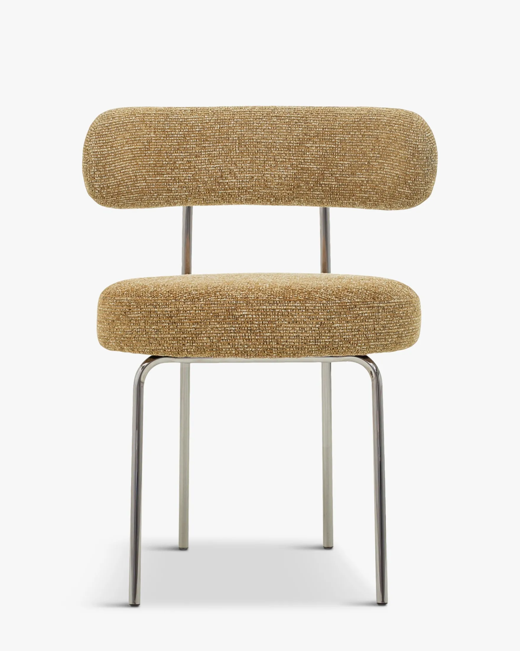Chaise, Tweed marron chêne & métal chromé Vittoria