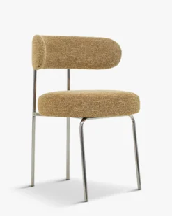 Chaise, Tweed marron chêne & métal chromé Vittoria