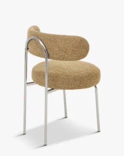 Chaise, Tweed marron chêne & métal chromé Vittoria