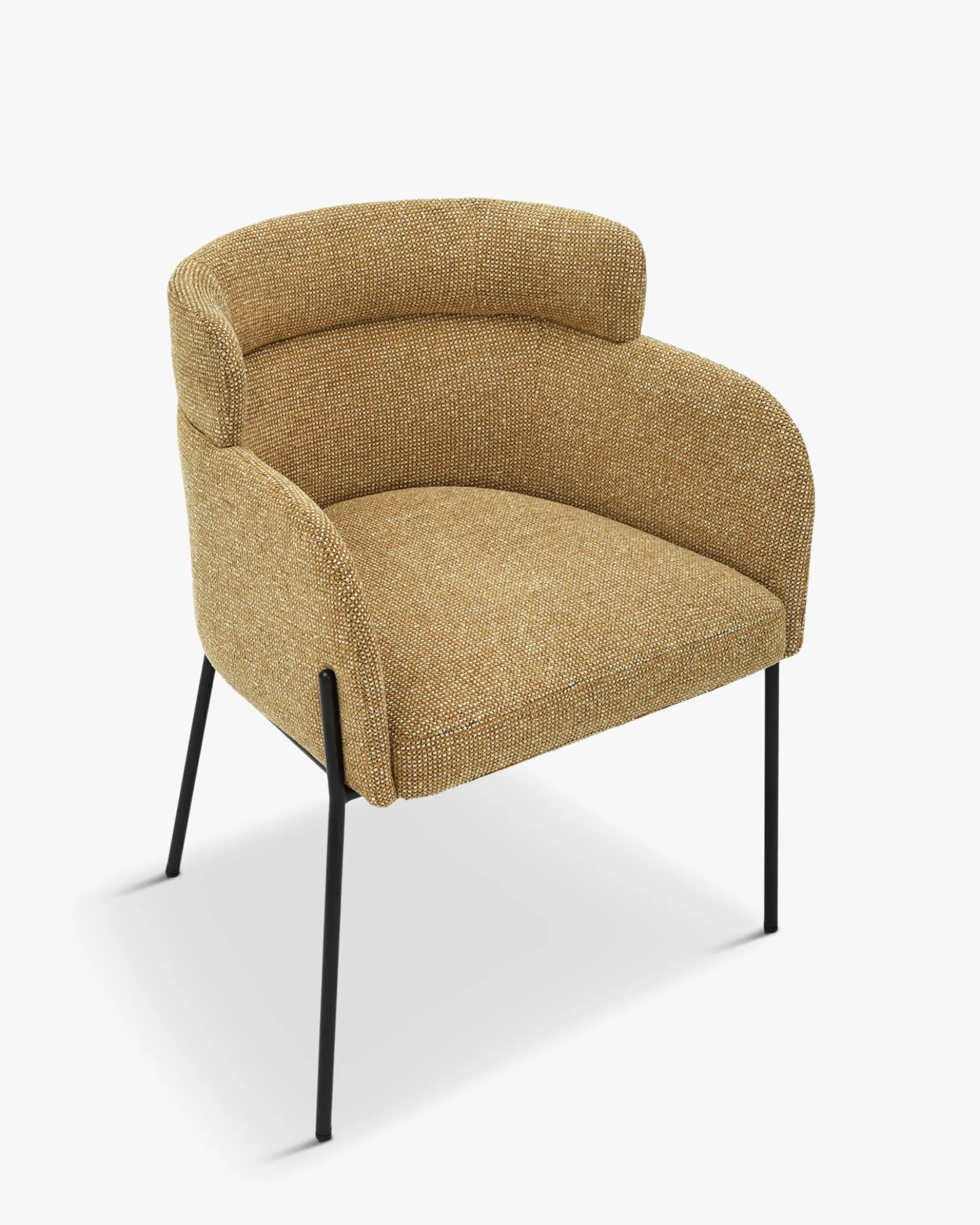 Chaise, Tweed marron écureuil & métal noir Baron