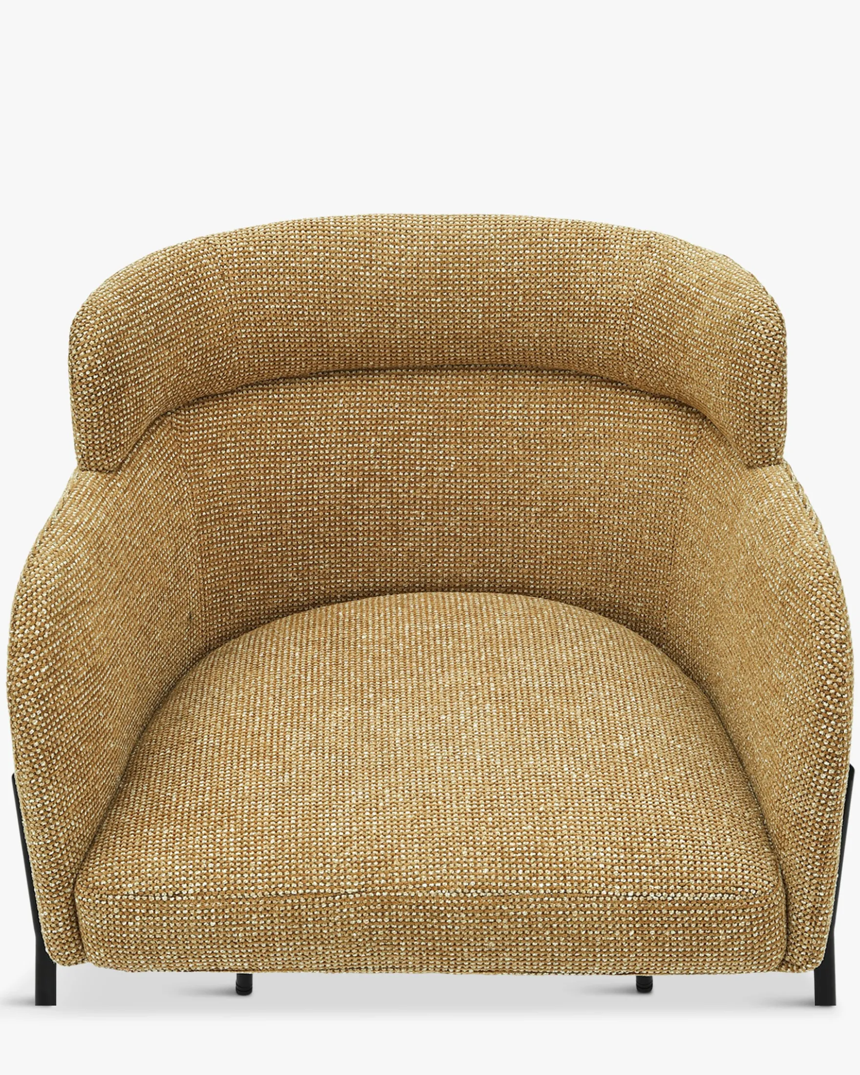 Chaise, Tweed marron écureuil & métal noir Baron