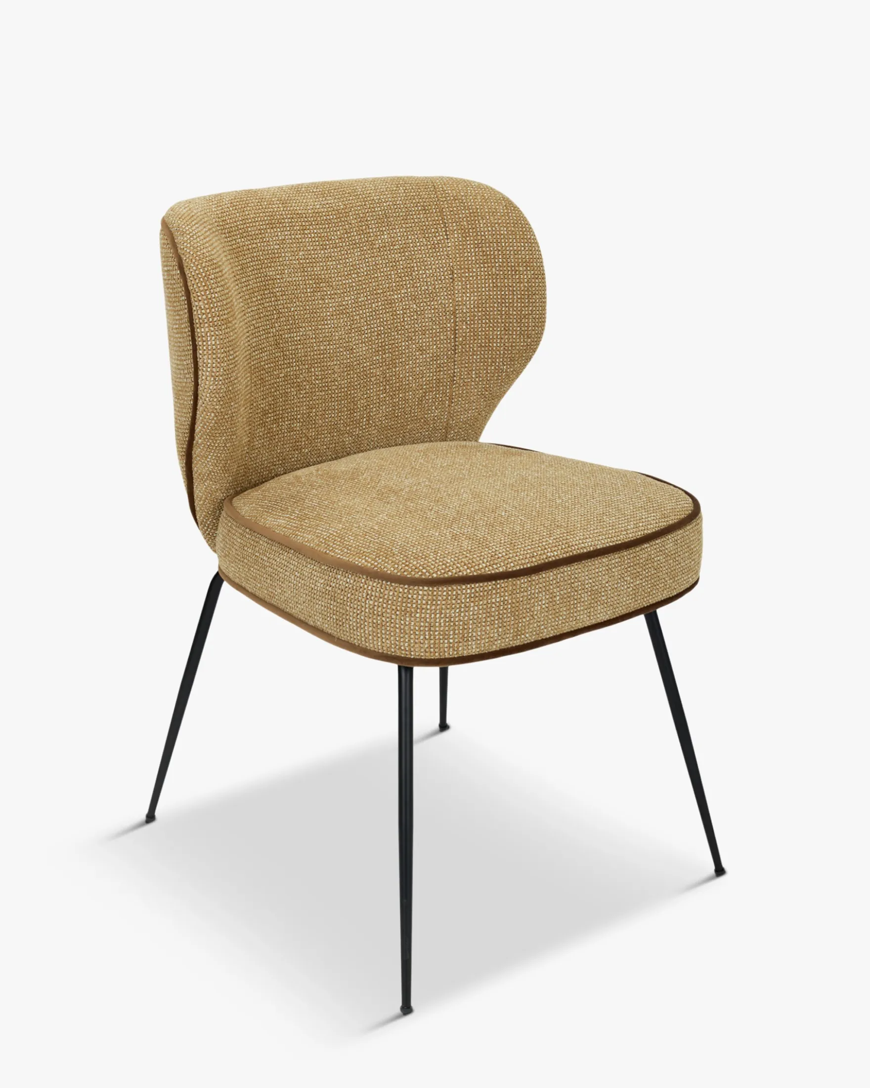 Chaise, Tweed marron écureuil & métal noir Wayne