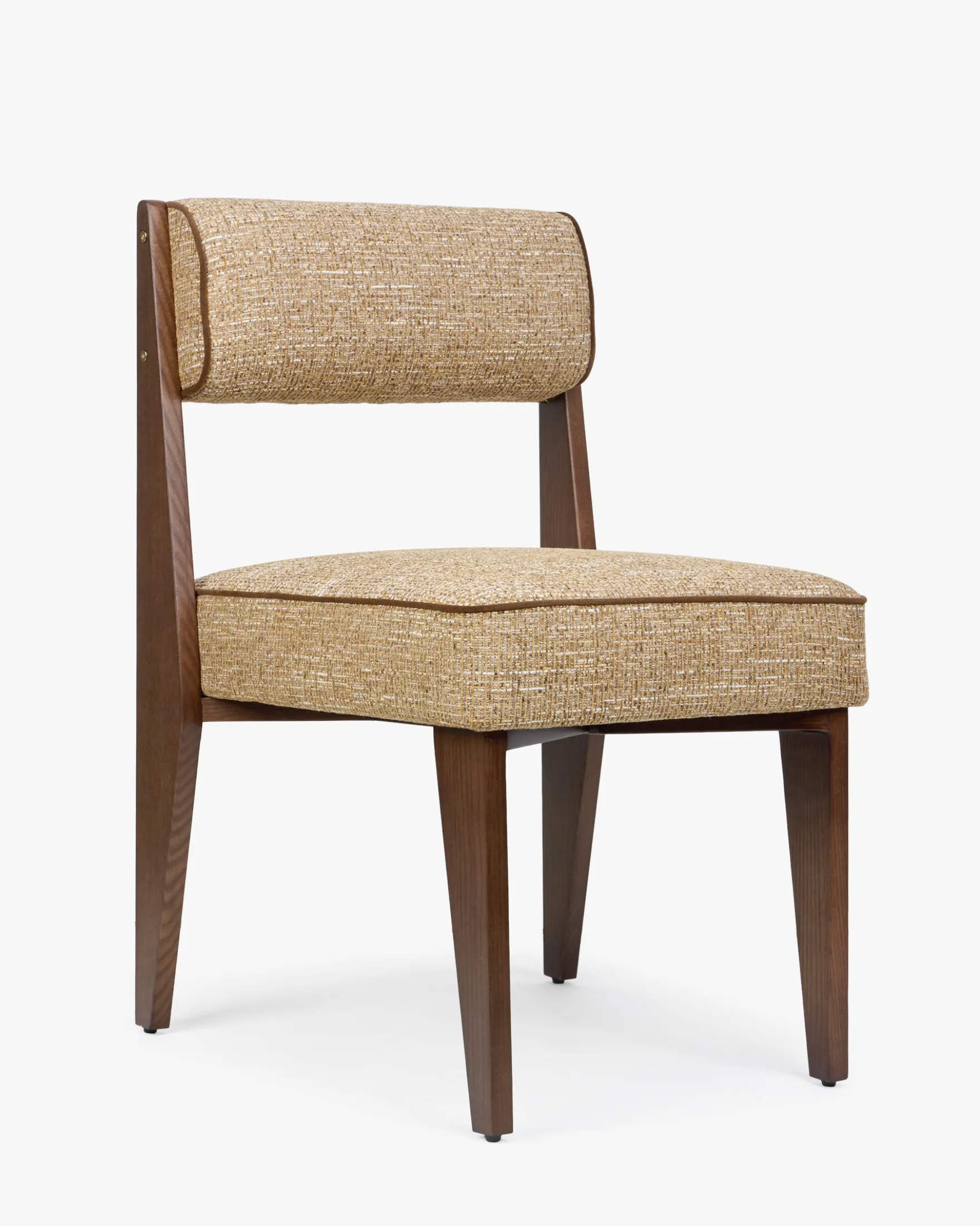 Chaise, Tweed marron ristretto & Frêne massif Elva