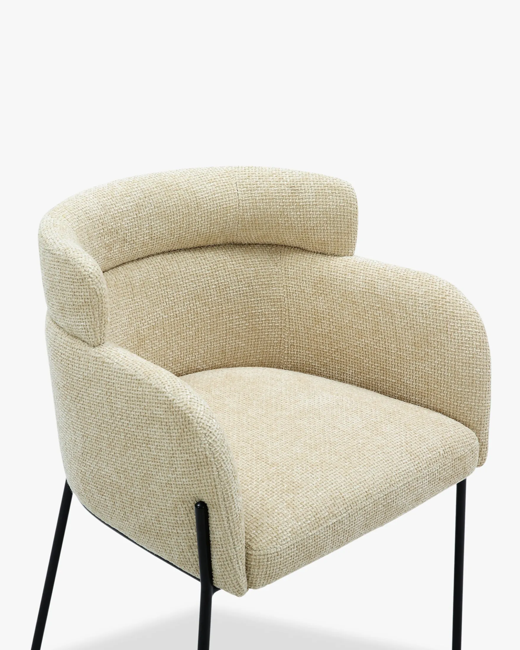 Chaise, Tweed sable & métal noir Baron