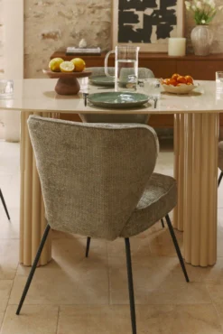 Chaise, Tweed taupe & metal noir Wayne