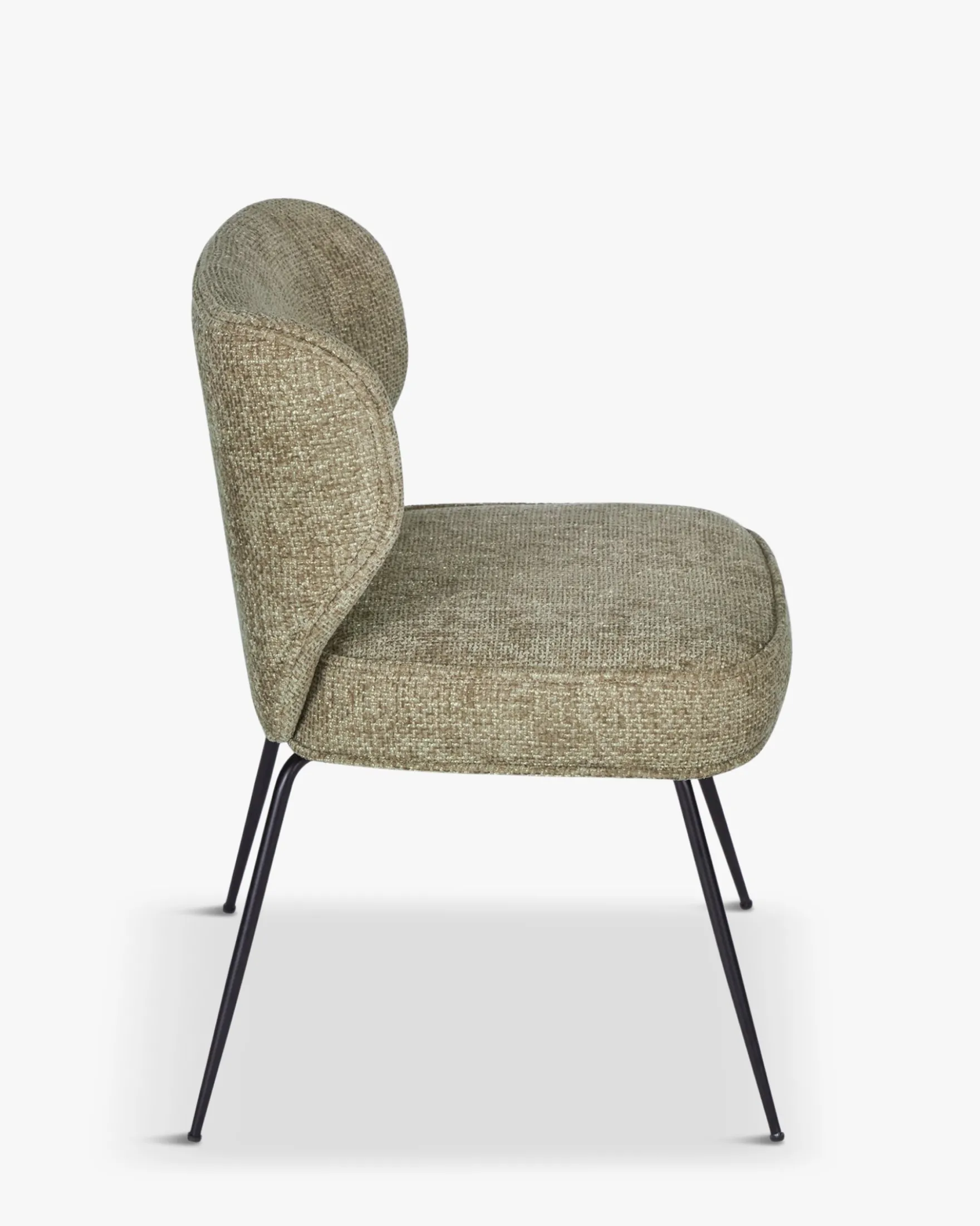 Chaise, Tweed taupe & metal noir Wayne