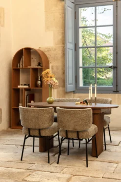 Chaise, Tweed taupe & métal noir Abby