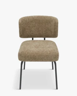 Chaise, Tweed taupe & métal noir Abby