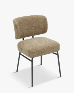 Chaise, Tweed taupe & métal noir Abby