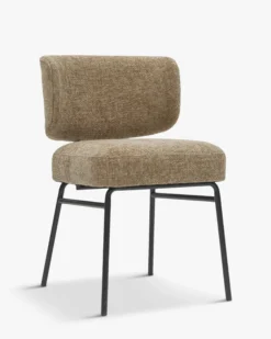 Chaise, Tweed taupe & métal noir Abby