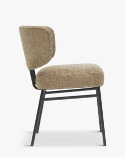 Chaise, Tweed taupe & métal noir Abby