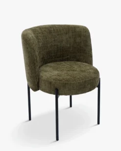 Chaise, Tweed vert lichen & métal noir Ray